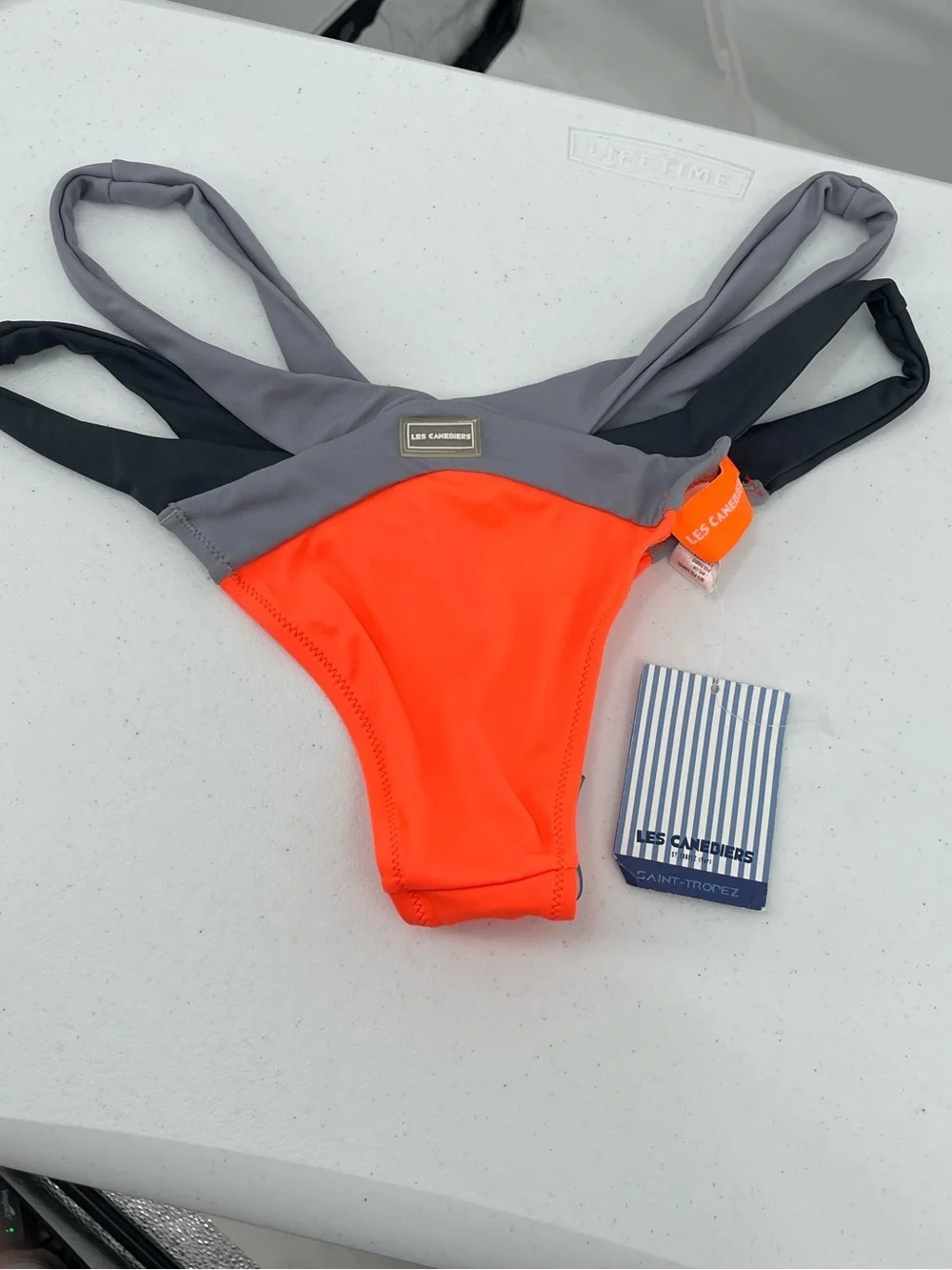 Les Canebiers NWT orange gray bikini bottom